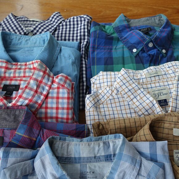 Lot of 8 J.Crew mens Tall Large L LT cotton casual workwear office shirts - Picture 16 of 16